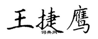 丁谦王捷鹰楷书个性签名怎么写
