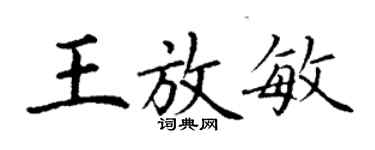 丁谦王放敏楷书个性签名怎么写