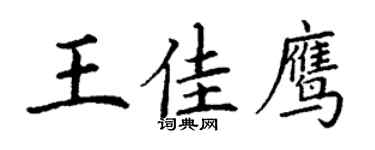 丁谦王佳鹰楷书个性签名怎么写