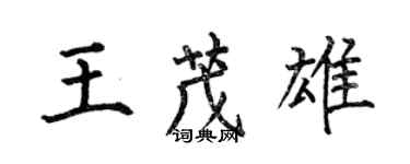 何伯昌王茂雄楷书个性签名怎么写