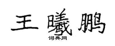袁强王曦鹏楷书个性签名怎么写