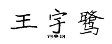 袁强王宇鹭楷书个性签名怎么写