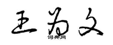 曾庆福王为文草书个性签名怎么写