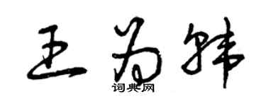曾庆福王为韩草书个性签名怎么写