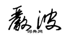朱锡荣严波草书个性签名怎么写