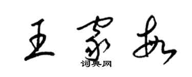 梁锦英王家敏草书个性签名怎么写
