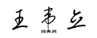 梁锦英王韦立草书个性签名怎么写