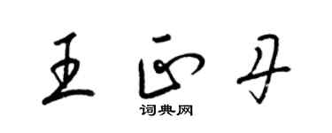 梁锦英王正丹草书个性签名怎么写