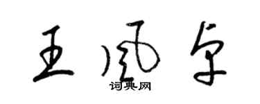 梁锦英王风卓草书个性签名怎么写