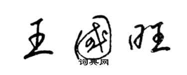 梁锦英王国旺草书个性签名怎么写
