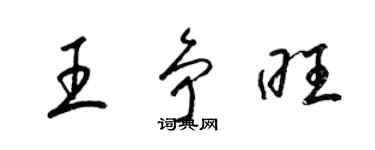 梁锦英王争旺草书个性签名怎么写