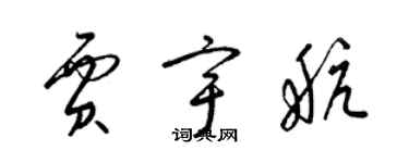 梁锦英贾宇航草书个性签名怎么写