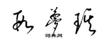 梁锦英段梦琪草书个性签名怎么写