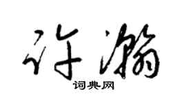 梁锦英许瀚草书个性签名怎么写