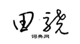 梁锦英田骁草书个性签名怎么写