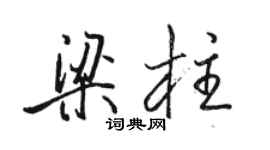 骆恒光梁柱行书个性签名怎么写