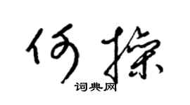 梁锦英何操草书个性签名怎么写