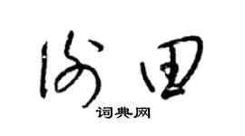 梁锦英谢田草书个性签名怎么写