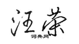 骆恒光汪荣行书个性签名怎么写