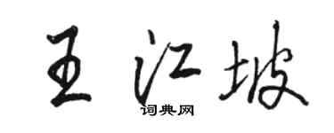 骆恒光王江坡行书个性签名怎么写
