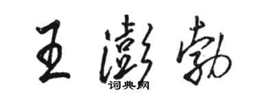 骆恒光王澎勃行书个性签名怎么写