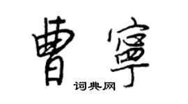 王正良曹宁行书个性签名怎么写