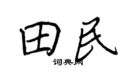 王正良田民行书个性签名怎么写