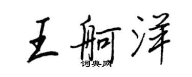 王正良王舸洋行书个性签名怎么写
