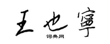 王正良王也宁行书个性签名怎么写