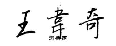 王正良王韦奇行书个性签名怎么写