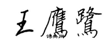 王正良王鹰鹭行书个性签名怎么写