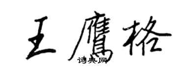 王正良王鹰格行书个性签名怎么写