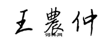 王正良王农仲行书个性签名怎么写