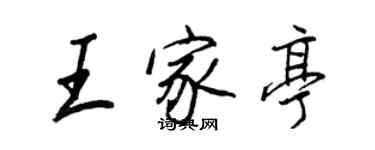 王正良王家亭行书个性签名怎么写