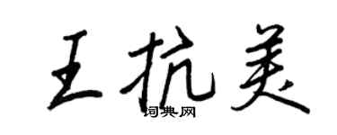 王正良王抗美行书个性签名怎么写
