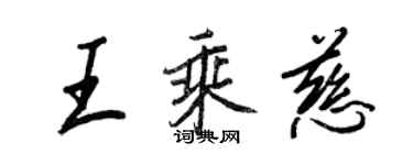 王正良王乘慈行书个性签名怎么写