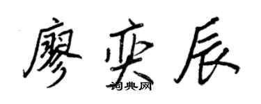 王正良廖奕辰行书个性签名怎么写