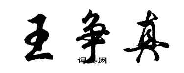 胡问遂王争真行书个性签名怎么写