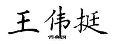 丁谦王伟挺楷书个性签名怎么写