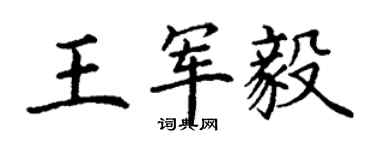 丁谦王军毅楷书个性签名怎么写
