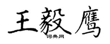 丁谦王毅鹰楷书个性签名怎么写