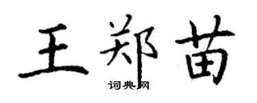 丁谦王郑苗楷书个性签名怎么写