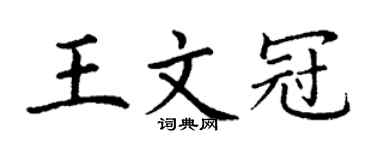 丁谦王文冠楷书个性签名怎么写
