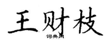 丁谦王财枝楷书个性签名怎么写