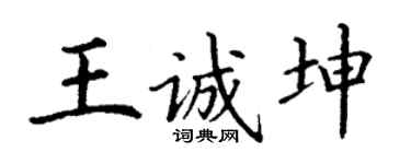 丁谦王诚坤楷书个性签名怎么写