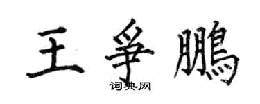 何伯昌王争鹏楷书个性签名怎么写