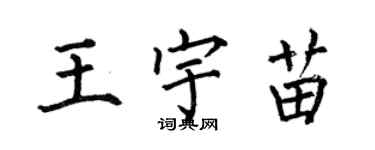 何伯昌王宇苗楷书个性签名怎么写