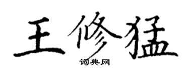 丁谦王修猛楷书个性签名怎么写