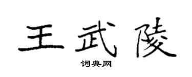 袁强王武陵楷书个性签名怎么写
