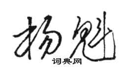 骆恒光杨魁草书个性签名怎么写